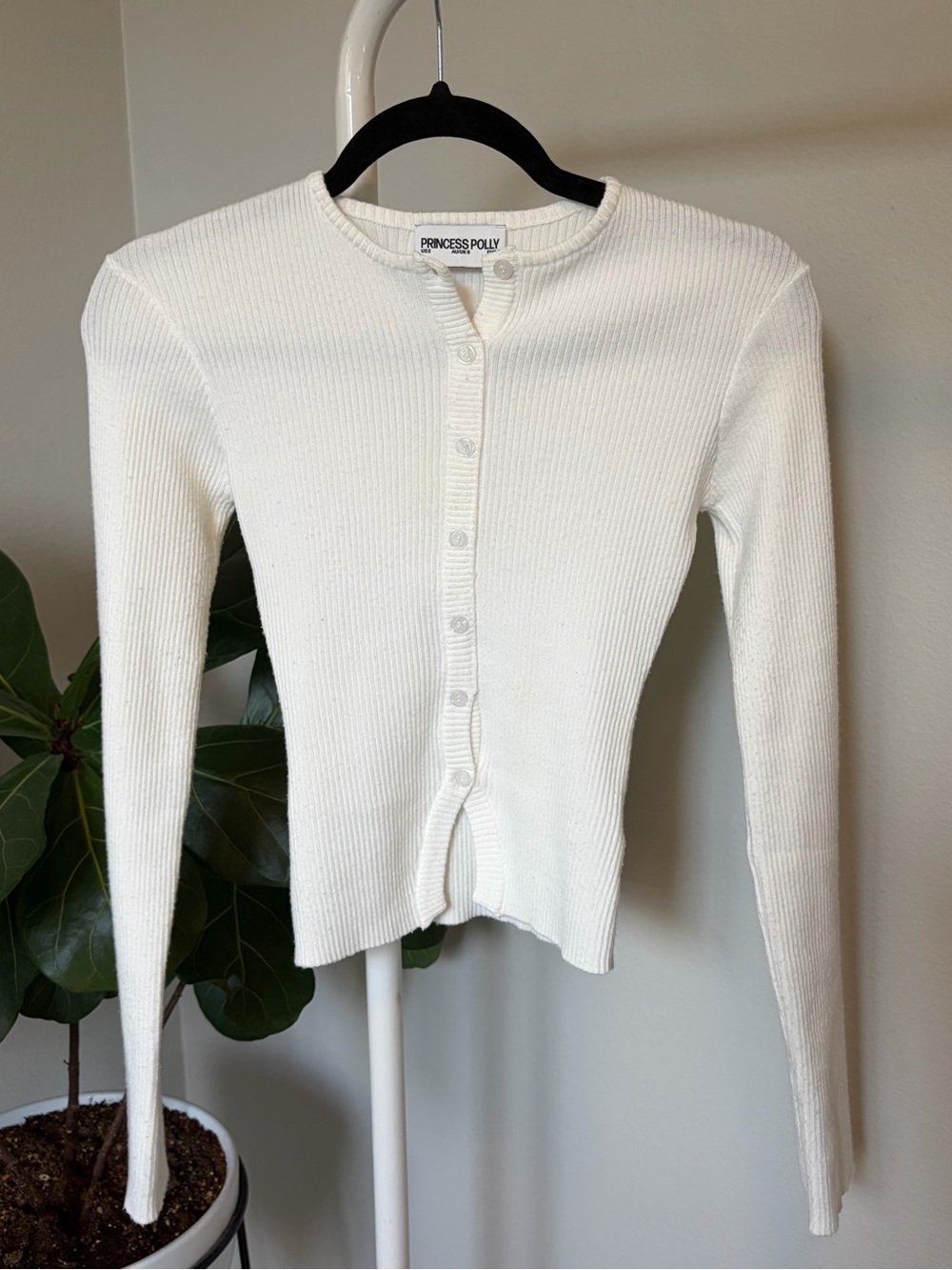 Princess Polly Ribbed Button-Front Sweater Cardigan